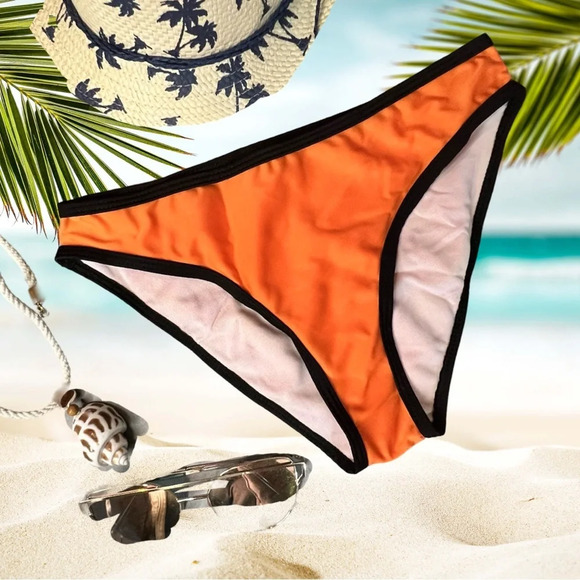 BIKINI BOTTOM Bright  Orange + Black Trim 
Neoprene - Picture 1 of 4